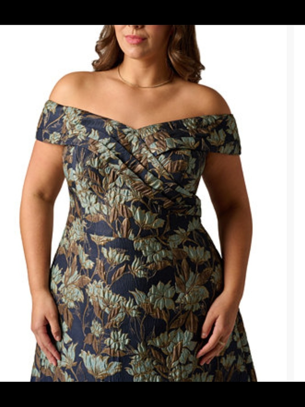 Adrianna Papell Metallic Jacquard Floral dress Worn Once sz 24 plus Evening Gown